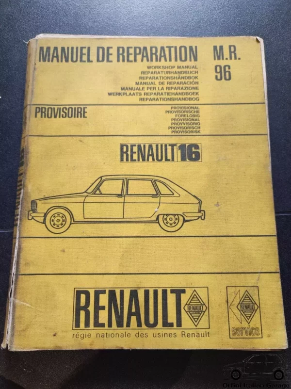 Renault 16 MR96 - Workshop Service Repair Operation Manual View Front