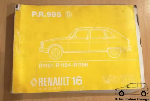 Renault 16 PR995 - Catalogue de Pieces de Rechange Parts Catalogue Manual View Rear