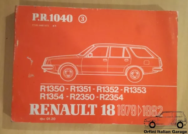 Renault 18 PR1040 - Catalogue de Pieces de Rechange Parts Catalogue Manual View Rear