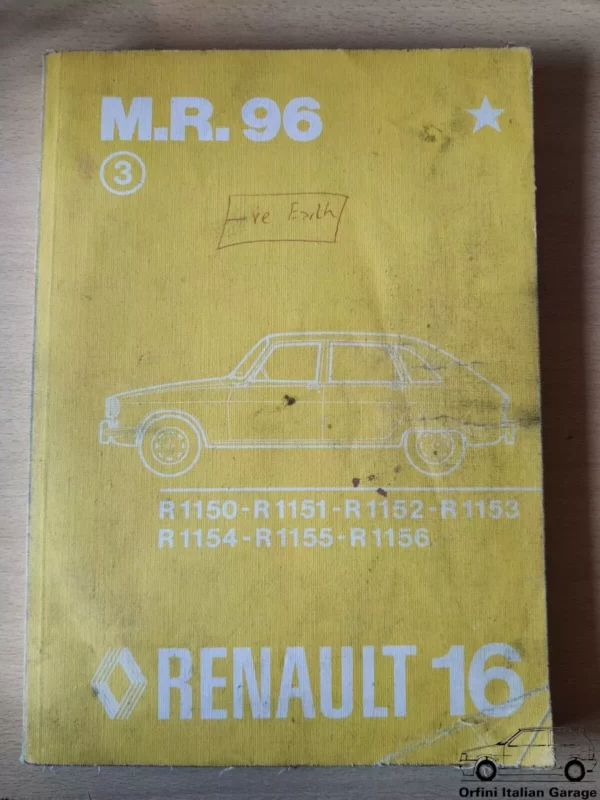 Renault 16 MR96 - Workshop Service Repair Operation Manual View Rear