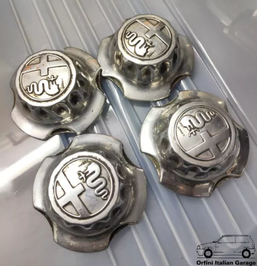 Set of Alfa Romeo Alfasud TI Wheel Hub Cap Borchie Coprimozzo View Front