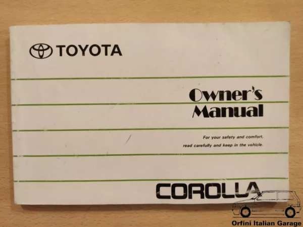 Toyota Corolla E10 E100 Owners Manual Driver's Handbook Libretto Entretien View Rear