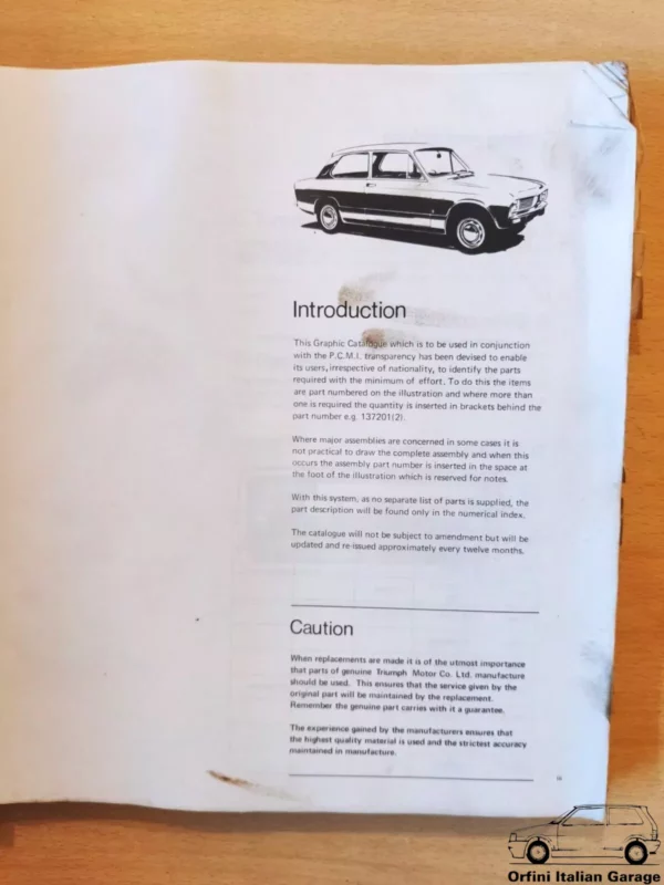 Triumph Toledo - Catalogue de Pieces de Rechange Parts Catalogue Manual View Rear