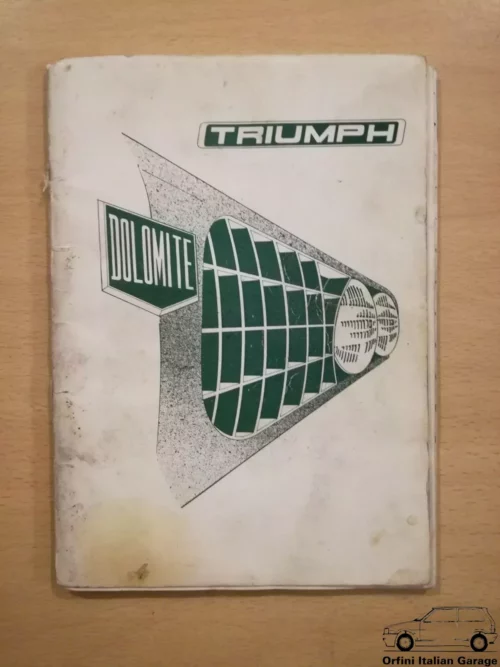 Triumph Dolomite Owners Manual Driver's Handbook Libretto Entretien View Front