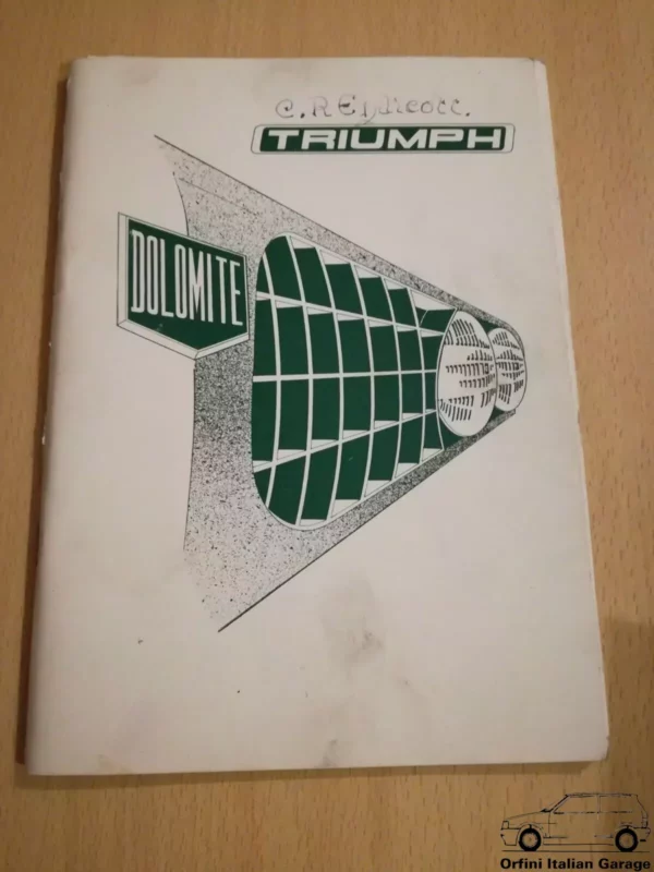 Triumph Dolomite Owners Manual Driver's Handbook Libretto Entretien View Rear