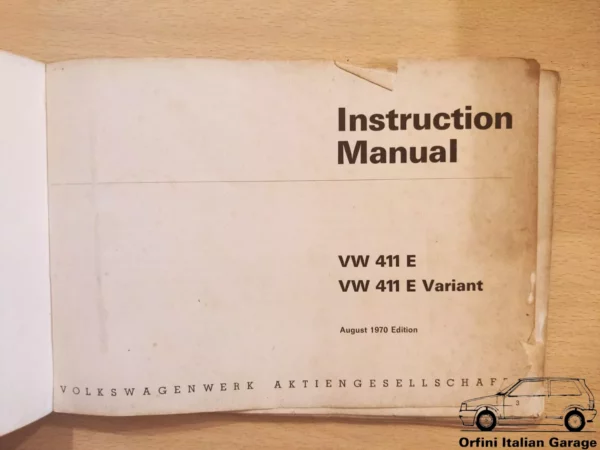 VW 411 Owners Manual Driver's Handbook Libretto Entretien View Front