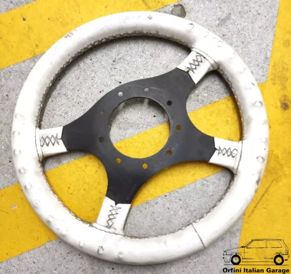 White Formuling Steering Wheel Vintage Brand New View Front