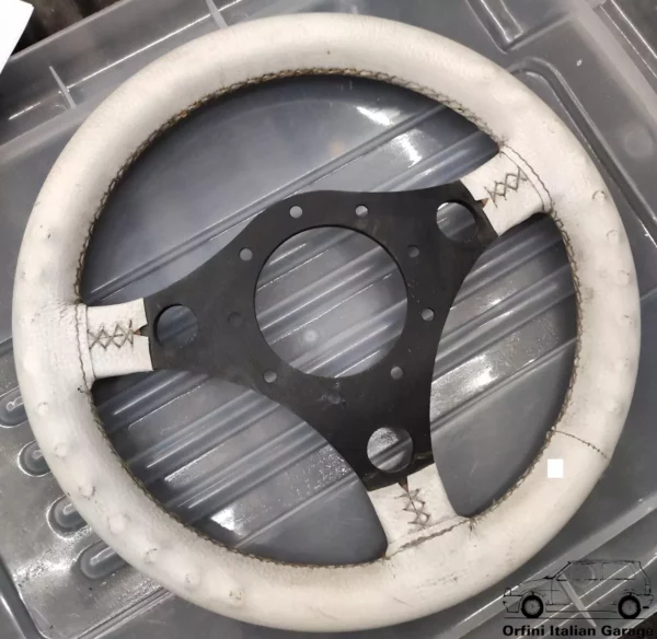 White Formuling Steering Wheel Vintage Brand New View Rear