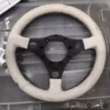 White Formuling Steering Wheel Vintage Brand New View Right