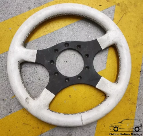 White Formuling Steering Wheel Vintage Brand New View Right