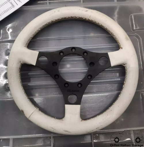 White Formuling Steering Wheel Vintage Brand New View Right
