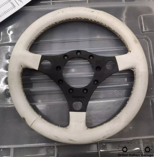 White Formuling Steering Wheel Vintage Brand New View Right