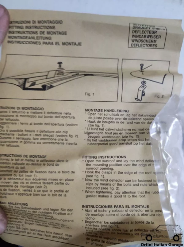 Wind Deflector Sunroof Deflettore Tettucccio Apribile Fiat Croma Lancia Thema View Front