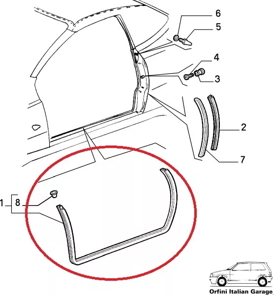 60630051 60623513 Right Front Door Rubber Alfa Romeo Spider 916