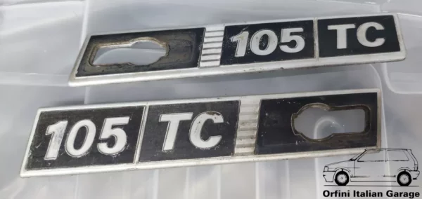12116-5961082-5961083-4472485-4472486.webp 5961082 5961083 4472485 4472486 Pair Side Badges Scritta Fiat Ritmo 105TC 105 TC