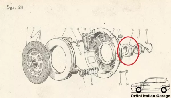 816341  Bearing Cuscinetto Clutch Frizione Fiat 1400 / 1400 A B 30.2/36x68x18/18.9
