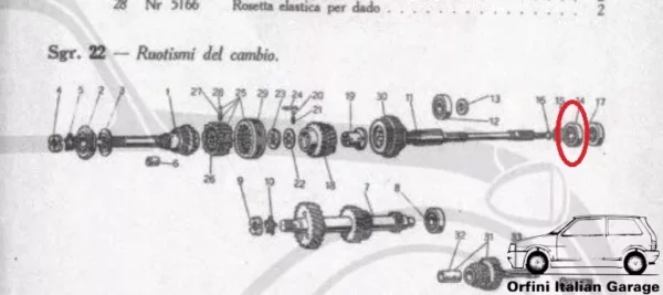 71558 361752 Bearing Cuscinetto Secondary Shaft Gearbox Albero Secondario Fiat 600 / Multipla 25x52x15