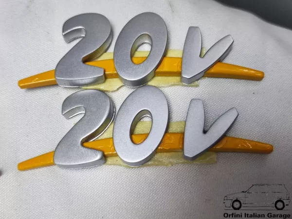 125307021  Pair Side Badge Scritta Yellow Fiat Coupe 20V Turbo