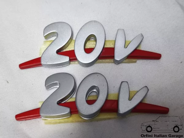 12708-125307010.webp 125307010 Pair Side Badge Scritta Red Fiat Coupe 20V Turbo