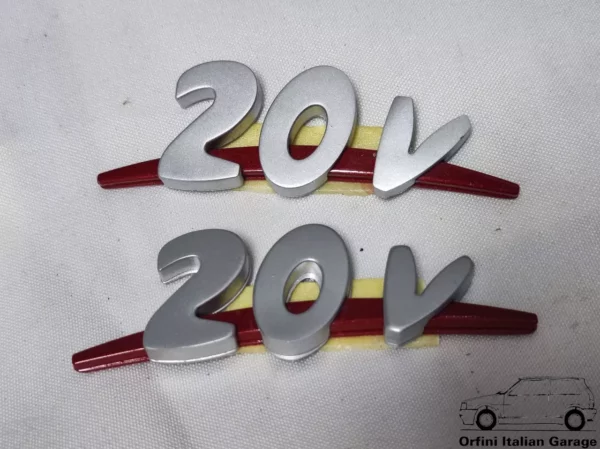 735267515  Pair Side Badge Scritta Red Fiat Coupe 20V Turbo