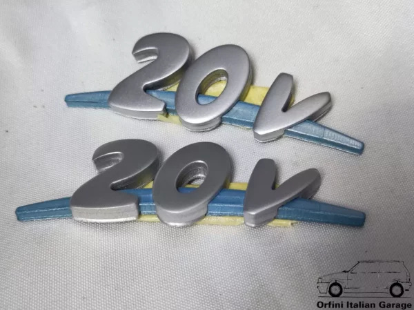 125307042  Pair Side Badge Scritta Blue Fiat Coupe 20V Turbo